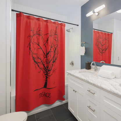 DCAL Bathroom Accessories "Red Heart Tree" Shower Curtains