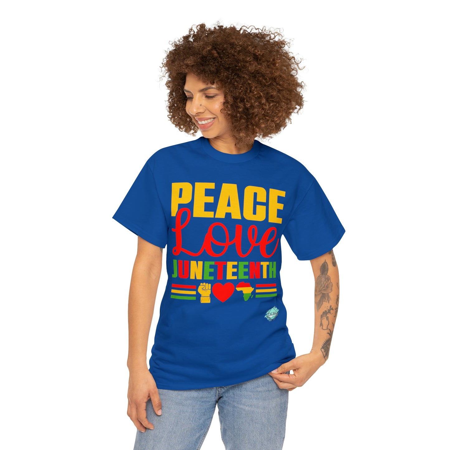 DCAL Juneteenth "Peace, Love & Juneteenth" Unisex Heavy Cotton Tee