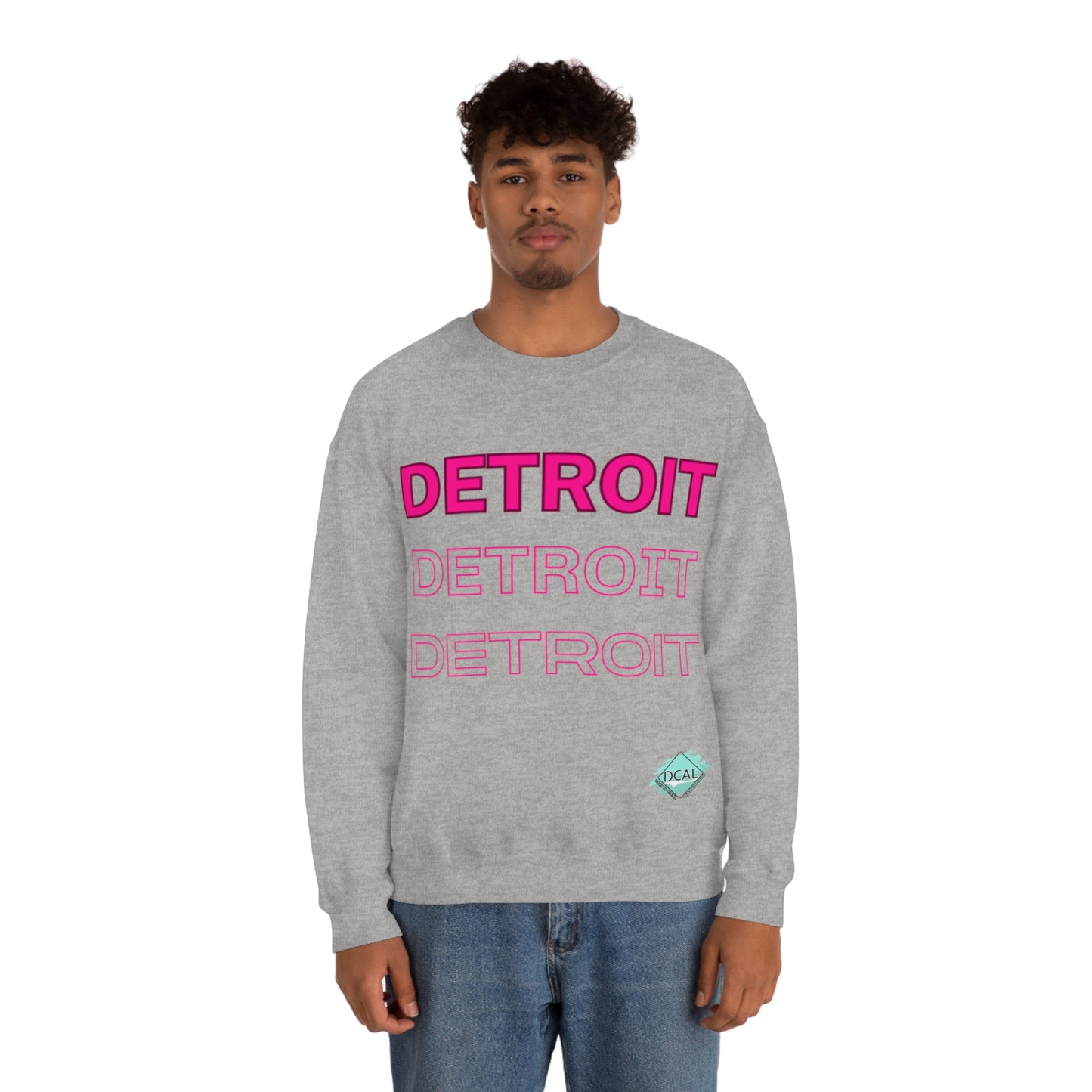 DCAL Downtown Diaries "Pink Detroit" Unisex Heavy Blend™ Crewneck Sweatshirt