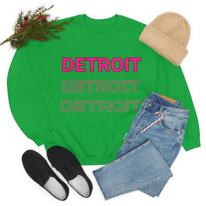 DCAL Downtown Diaries "Pink Detroit" Unisex Heavy Blend™ Crewneck Sweatshirt