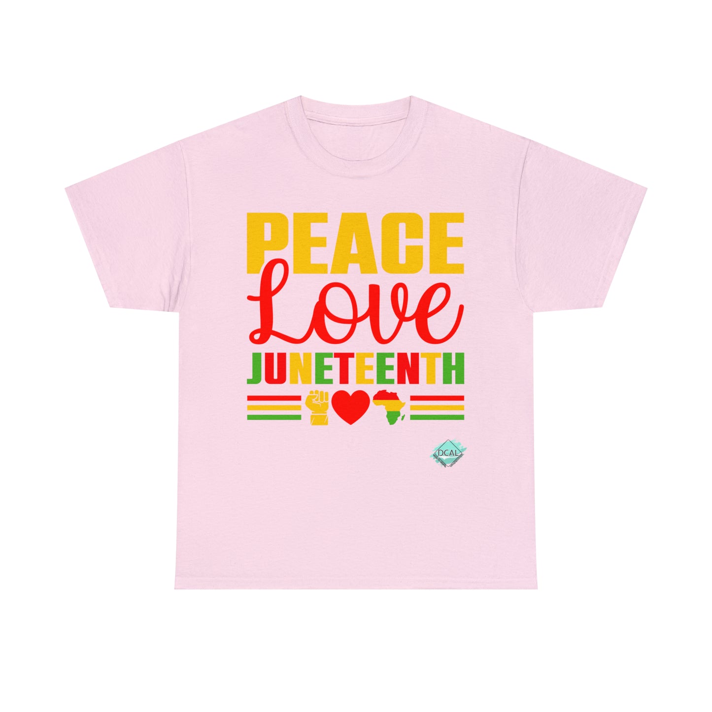 DCAL Juneteenth "Peace, Love & Juneteenth" Unisex Heavy Cotton Tee