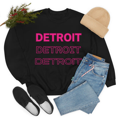 DCAL Downtown Diaries "Pink Detroit" Unisex Heavy Blend™ Crewneck Sweatshirt