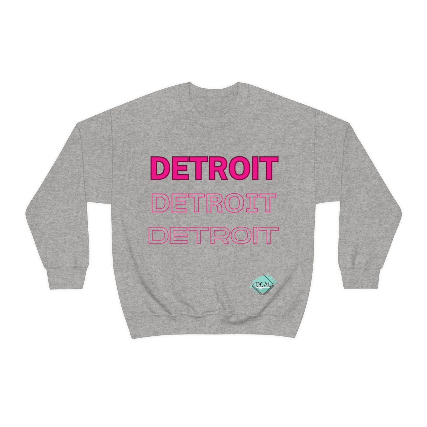 DCAL Downtown Diaries "Pink Detroit" Unisex Heavy Blend™ Crewneck Sweatshirt