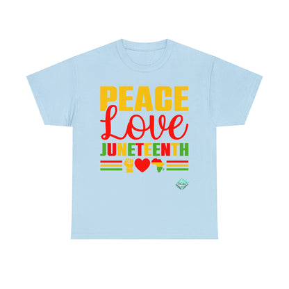 DCAL Juneteenth "Peace, Love & Juneteenth" Unisex Heavy Cotton Tee