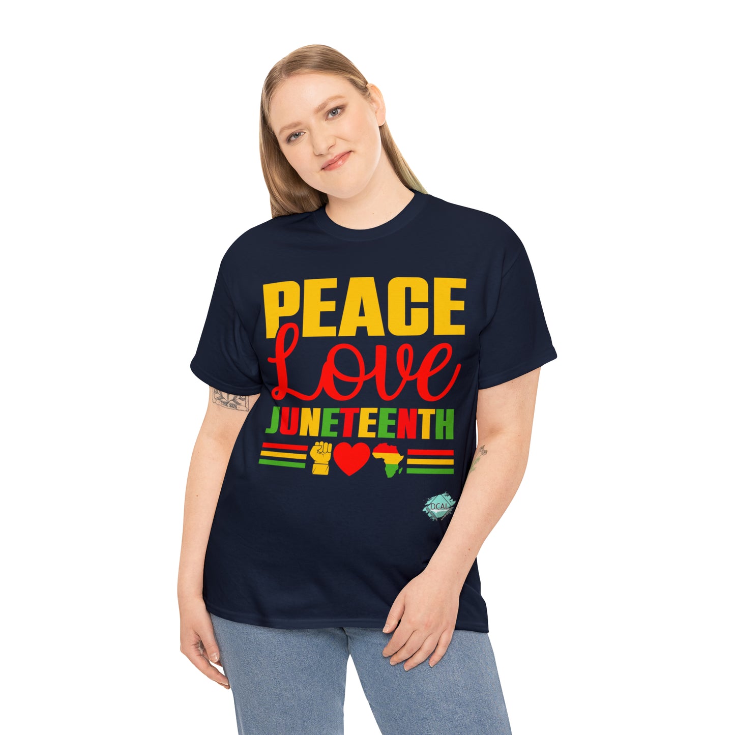 DCAL Juneteenth "Peace, Love & Juneteenth" Unisex Heavy Cotton Tee