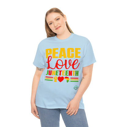 DCAL Juneteenth "Peace, Love & Juneteenth" Unisex Heavy Cotton Tee