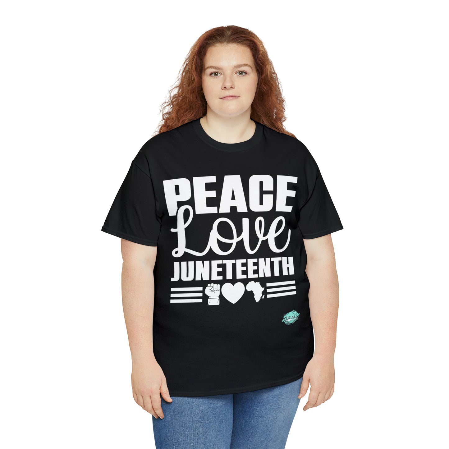 DCAL Juneteenth "Peace, Love (light)"Unisex Heavy Cotton Tee