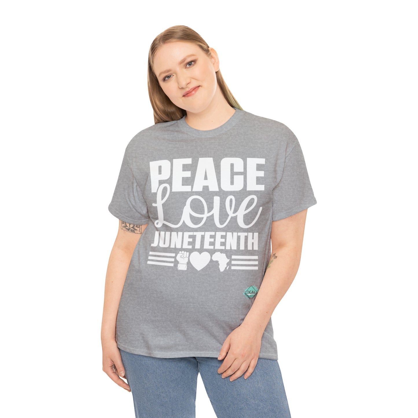 DCAL Juneteenth "Peace, Love (light)"Unisex Heavy Cotton Tee