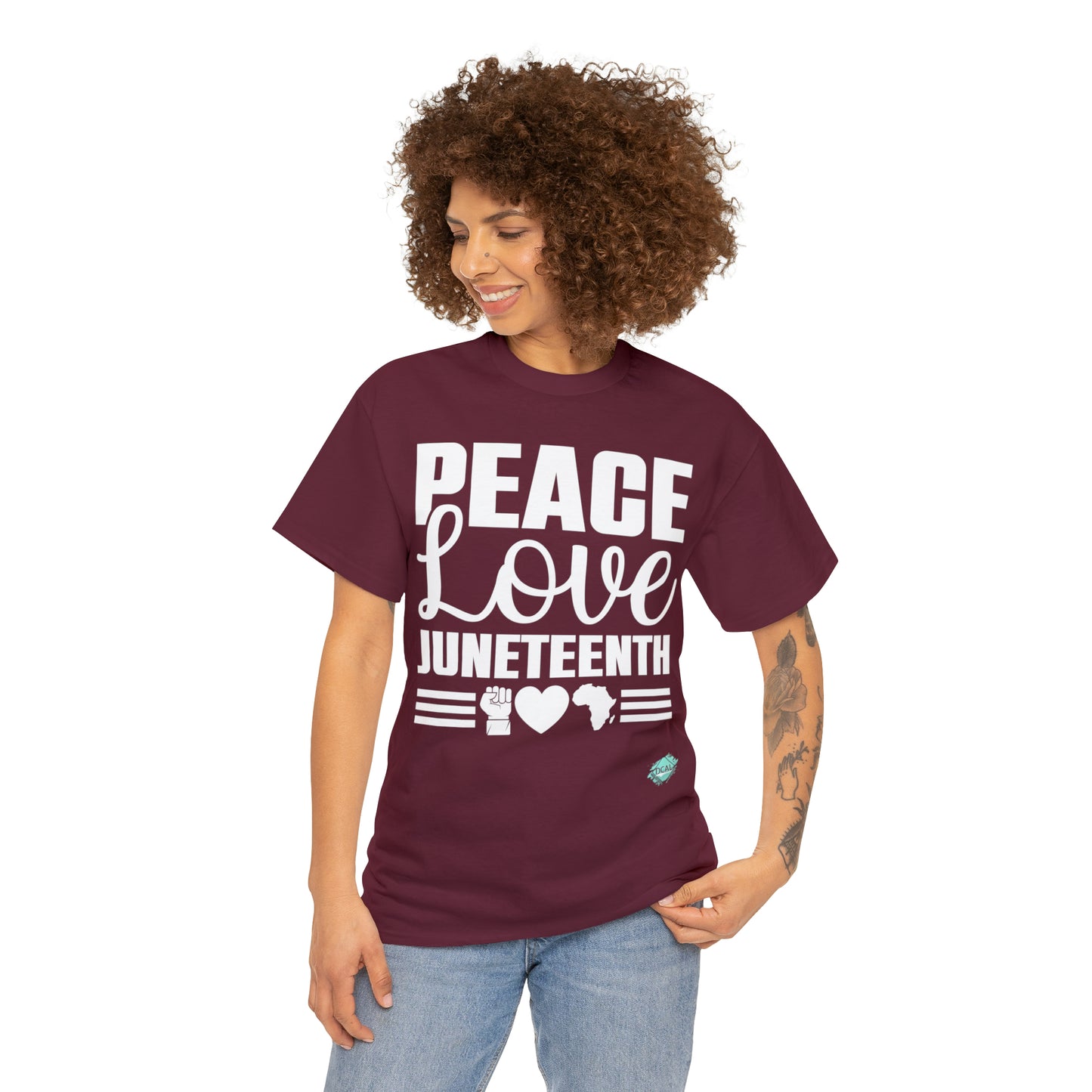 DCAL Juneteenth "Peace, Love (light)"Unisex Heavy Cotton Tee