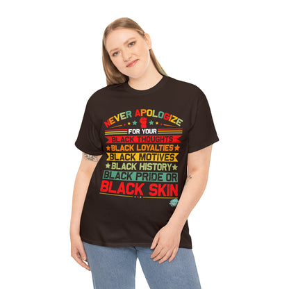 DCAL Juneteenth "Never Apologize" Unisex Heavy Cotton Tee