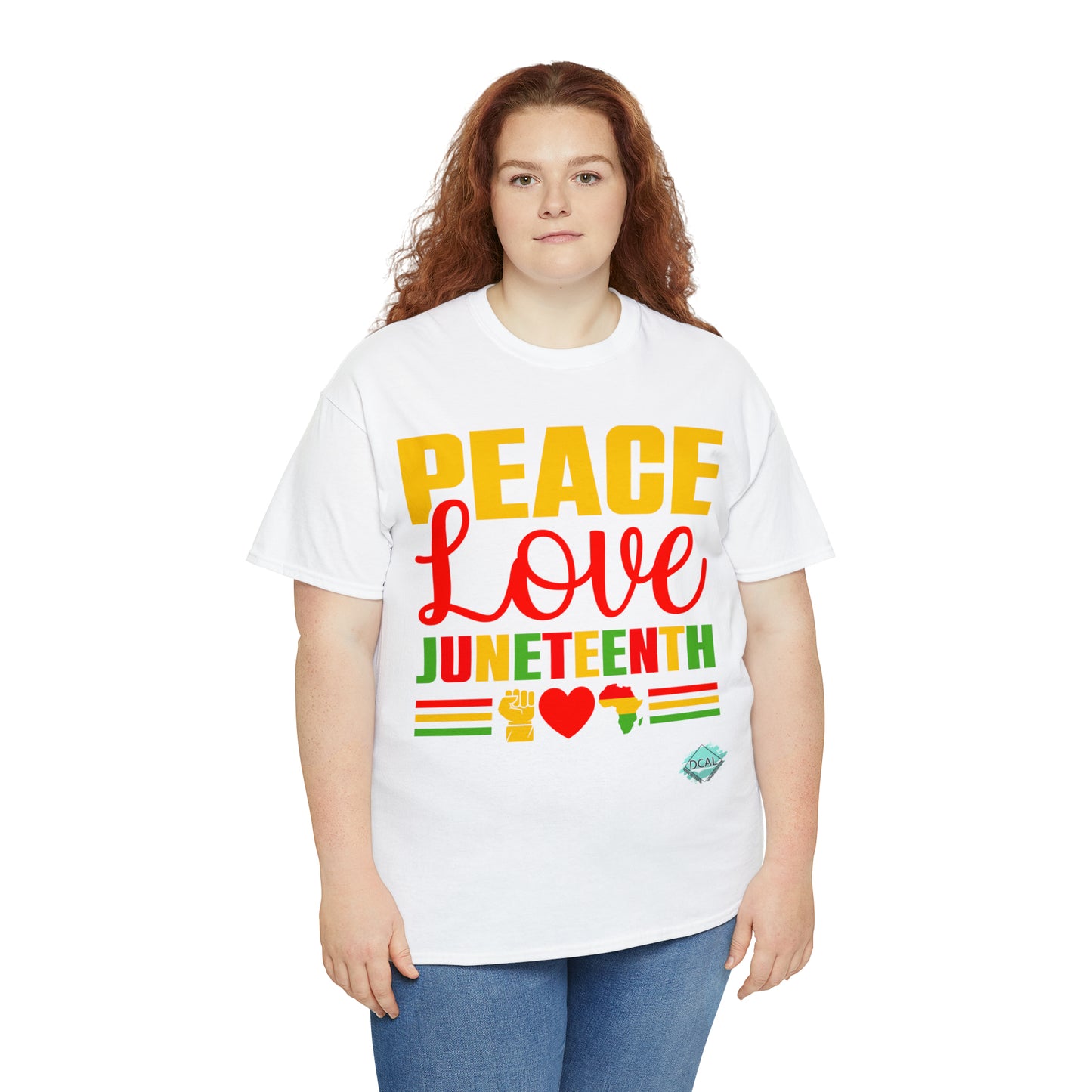 DCAL Juneteenth "Peace, Love & Juneteenth" Unisex Heavy Cotton Tee