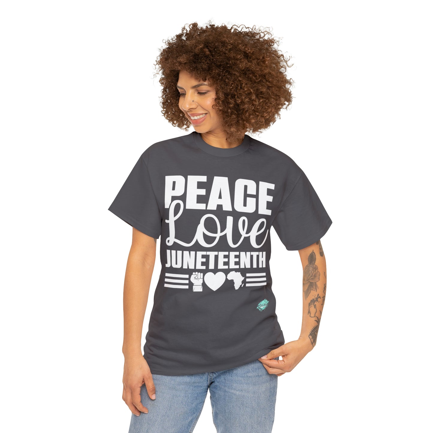 DCAL Juneteenth "Peace, Love (light)"Unisex Heavy Cotton Tee