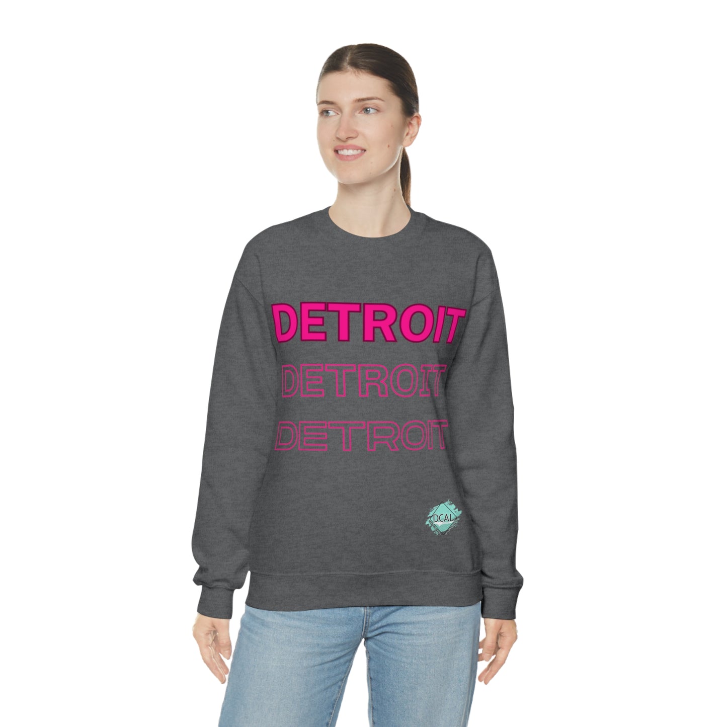 DCAL Downtown Diaries "Pink Detroit" Unisex Heavy Blend™ Crewneck Sweatshirt