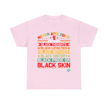 DCAL Juneteenth "Never Apologize" Unisex Heavy Cotton Tee