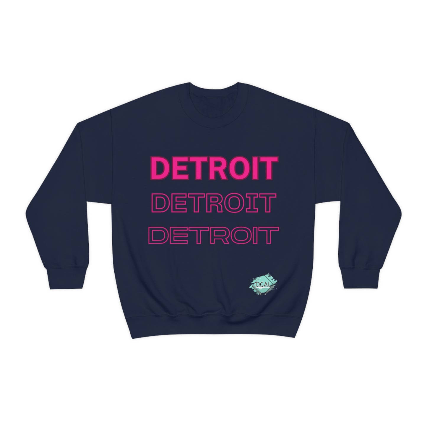 DCAL Downtown Diaries "Pink Detroit" Unisex Heavy Blend™ Crewneck Sweatshirt