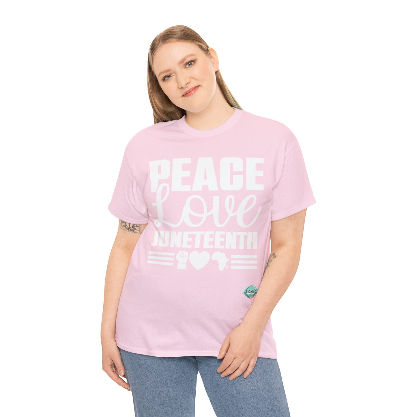 DCAL Juneteenth "Peace, Love (light)"Unisex Heavy Cotton Tee