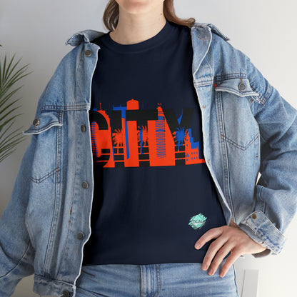 DCAL Downtown Diaries "City" Orange&Blue "Unisex Heavy Cotton Tee