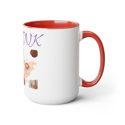 DCAL Kitchen Accessories "Drink Up" Two-Tone Coffee Mugs, 15oz