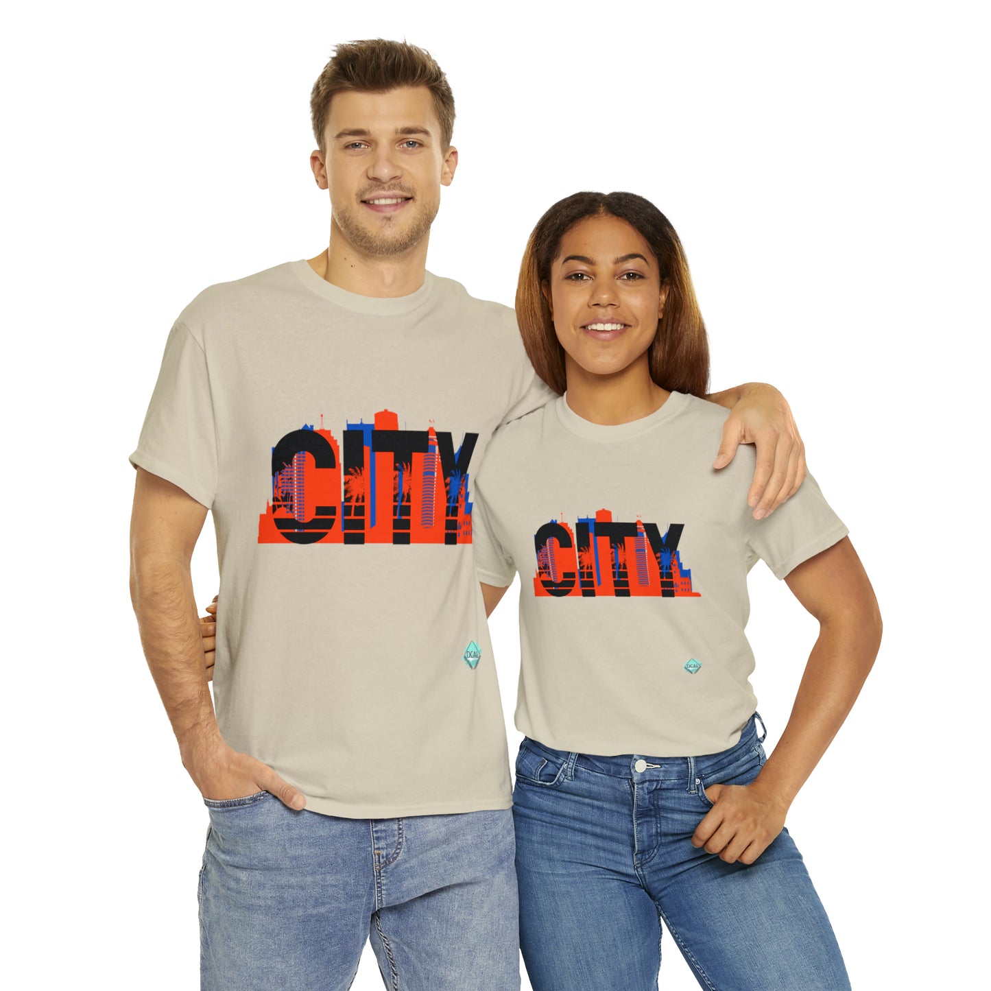 DCAL Downtown Diaries "City" Orange&Blue "Unisex Heavy Cotton Tee