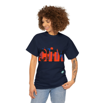 DCAL Downtown Diaries "City" Orange&Blue "Unisex Heavy Cotton Tee