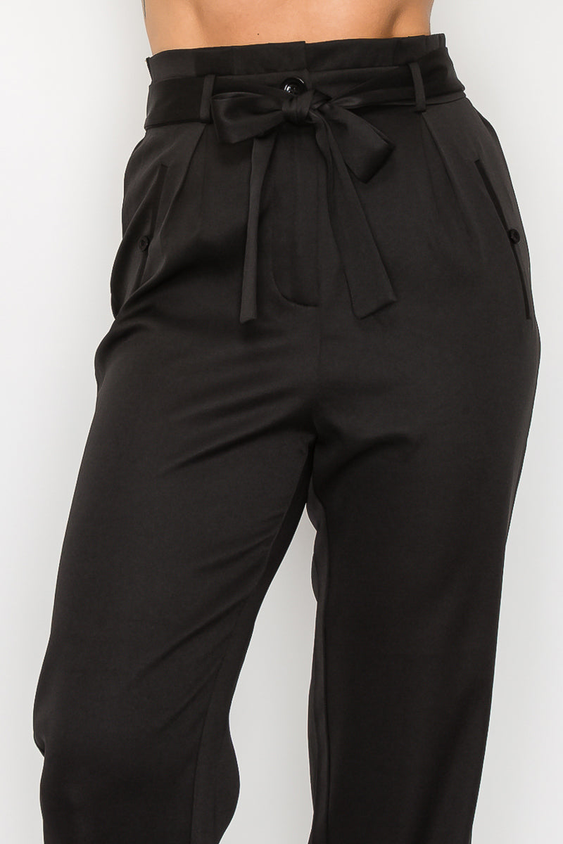 High-rise Belted Paperbag Pants