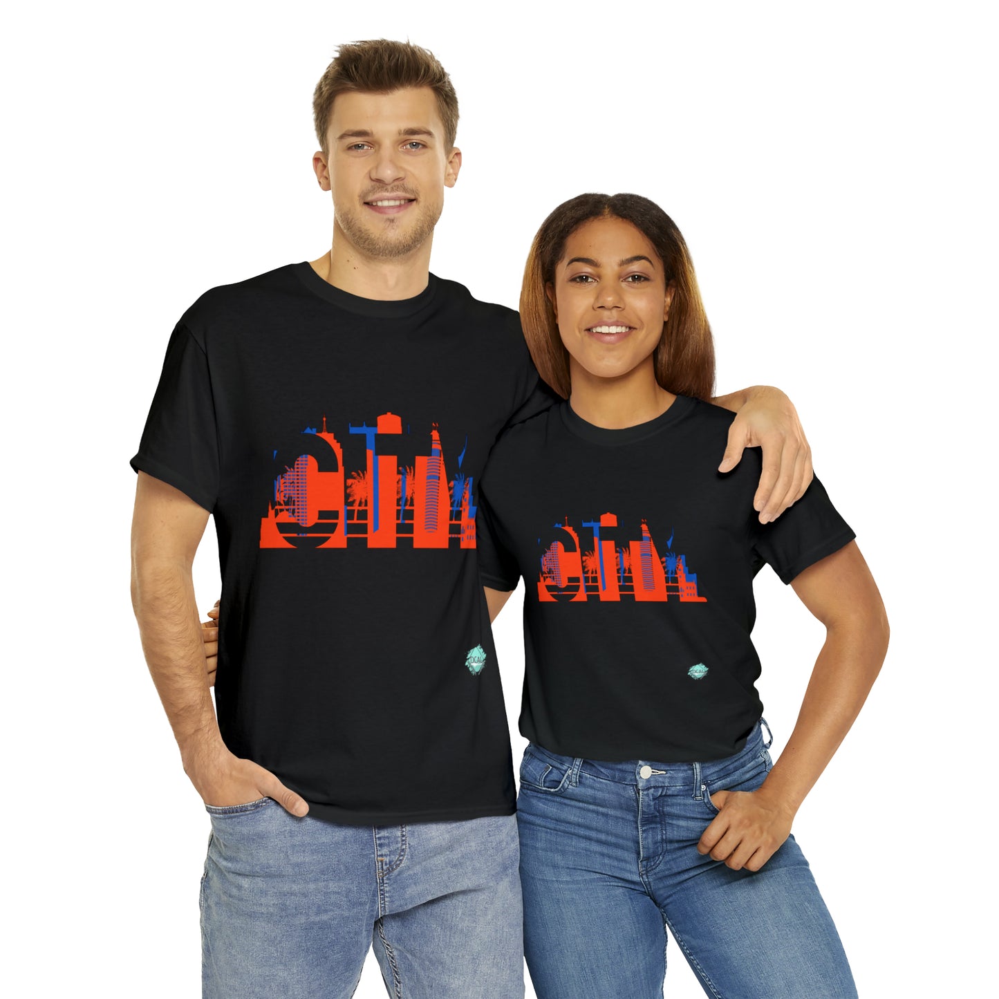 DCAL Downtown Diaries "City" Orange&Blue "Unisex Heavy Cotton Tee